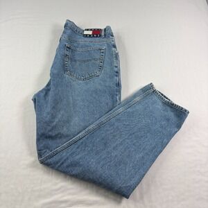 Vintage 90s Tommy Hilfiger Jeans Mens 40x32 (Fits 38x32) Blue Baggy Skater Denim